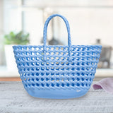 Maxbell Womens Woven Tote Bag Lightweight Summer Beach Handbag for Vacation Shopping Light Blue