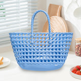 Maxbell Womens Woven Tote Bag Lightweight Summer Beach Handbag for Vacation Shopping Light Blue