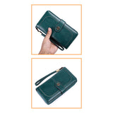 Maxbell Womens Wallet with Zipper Large Card Organizer with Wrist Strap Change Purse