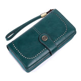 Maxbell Womens Wallet with Zipper Large Card Organizer with Wrist Strap Change Purse