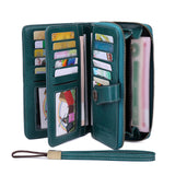 Maxbell Womens Wallet with Zipper Large Card Organizer with Wrist Strap Change Purse