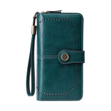 Maxbell Womens Wallet with Zipper Large Card Organizer with Wrist Strap Change Purse