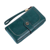 Maxbell Womens Wallet with Zipper Large Card Organizer with Wrist Strap Change Purse