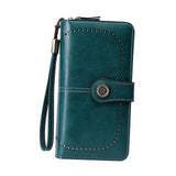 Maxbell Womens Wallet with Zipper Large Card Organizer with Wrist Strap Change Purse