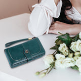 Maxbell Womens Wallet with Zipper Large Card Organizer with Wrist Strap Change Purse