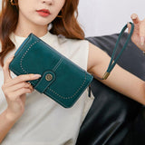 Maxbell Womens Wallet with Zipper Large Card Organizer with Wrist Strap Change Purse