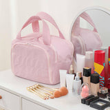 Maxbell Travel Makeup Bag Large Capacity Handbag Cosmetic Pouch for Home Wife Sister Pink