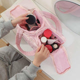 Maxbell Travel Makeup Bag Large Capacity Handbag Cosmetic Pouch for Home Wife Sister Pink