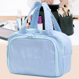 Maxbell Travel Makeup Bag Large Capacity Handbag Cosmetic Pouch for Home Wife Sister Blue