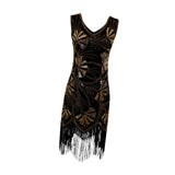 Maxbell Women Sequin Dress V Neck Embellished for Stage Performance