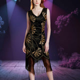 Maxbell Women Sequin Dress V Neck Embellished for Stage Performance