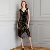 Maxbell Women Sequin Dress V Neck Embellished for Stage Performance