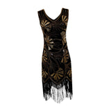 Maxbell Women Sequin Dress V Neck Embellished for Stage Performance
