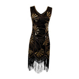 Maxbell Women Sequin Dress V Neck Embellished for Stage Performance