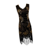 Maxbell Women Sequin Dress V Neck Embellished for Stage Performance