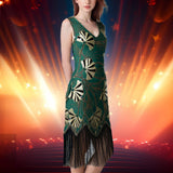 Maxbell Women Sequin Dress V Neck Embellished for Stage Performance