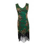 Maxbell Women Sequin Dress V Neck Embellished for Stage Performance