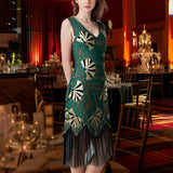 Maxbell Women Sequin Dress V Neck Embellished for Stage Performance