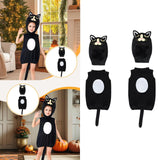 Maxbell Halloween Cat Costume Outfit with Headgear for Festival Age 2-13 Years Party 59cm length