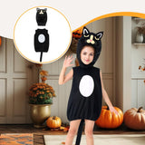 Maxbell Halloween Cat Costume Outfit with Headgear for Festival Age 2-13 Years Party 71cm length