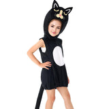 Maxbell Halloween Cat Costume Outfit with Headgear for Festival Age 2-13 Years Party 71cm length