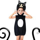 Maxbell Halloween Cat Costume Outfit with Headgear for Festival Age 2-13 Years Party 71cm length