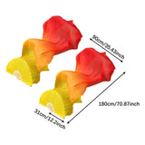 Maxbell Silk Belly Dance Fan Bamboo Long Fans Veils for Costume Accessories Carnival yellow orange red