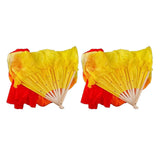 Maxbell Silk Belly Dance Fan Bamboo Long Fans Veils for Costume Accessories Carnival yellow orange red