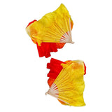 Maxbell Silk Belly Dance Fan Bamboo Long Fans Veils for Costume Accessories Carnival yellow orange red