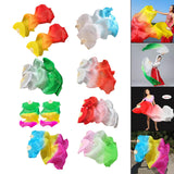 Maxbell Silk Belly Dance Fan Bamboo Long Fans Veils for Costume Accessories Carnival yellow orange red