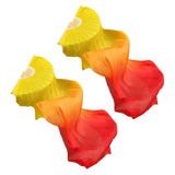 Maxbell Silk Belly Dance Fan Bamboo Long Fans Veils for Costume Accessories Carnival yellow orange red