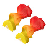 Maxbell Silk Belly Dance Fan Bamboo Long Fans Veils for Costume Accessories Carnival yellow orange red