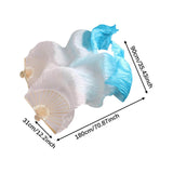 Maxbell Silk Belly Dance Fan Bamboo Long Fans Veils for Costume Accessories Carnival white to lake blue