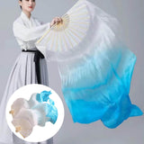 Maxbell Silk Belly Dance Fan Bamboo Long Fans Veils for Costume Accessories Carnival white to lake blue
