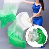 Maxbell Silk Belly Dance Fan Bamboo Long Fans Veils for Costume Accessories Carnival white to green