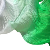 Maxbell Silk Belly Dance Fan Bamboo Long Fans Veils for Costume Accessories Carnival white to green