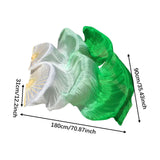 Maxbell Silk Belly Dance Fan Bamboo Long Fans Veils for Costume Accessories Carnival white to green