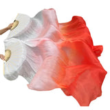 Maxbell Silk Belly Dance Fan Bamboo Long Fans Veils for Costume Accessories Carnival white to red