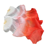 Maxbell Silk Belly Dance Fan Bamboo Long Fans Veils for Costume Accessories Carnival white to red