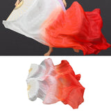 Maxbell Silk Belly Dance Fan Bamboo Long Fans Veils for Costume Accessories Carnival white to red