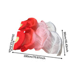 Maxbell Silk Belly Dance Fan Bamboo Long Fans Veils for Costume Accessories Carnival red to white