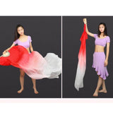 Maxbell Silk Belly Dance Fan Bamboo Long Fans Veils for Costume Accessories Carnival red to white