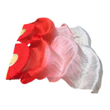 Maxbell Silk Belly Dance Fan Bamboo Long Fans Veils for Costume Accessories Carnival red to white