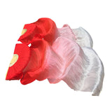 Maxbell Silk Belly Dance Fan Bamboo Long Fans Veils for Costume Accessories Carnival red to white