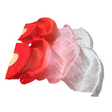 Maxbell Silk Belly Dance Fan Bamboo Long Fans Veils for Costume Accessories Carnival red to white
