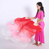 Maxbell Silk Belly Dance Fan Bamboo Long Fans Veils for Costume Accessories Carnival red to white