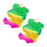 Maxbell Silk Belly Dance Fan Bamboo Long Fans Veils for Costume Accessories Carnival green yellow