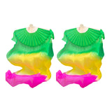 Maxbell Silk Belly Dance Fan Bamboo Long Fans Veils for Costume Accessories Carnival green yellow