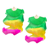 Maxbell Silk Belly Dance Fan Bamboo Long Fans Veils for Costume Accessories Carnival green yellow