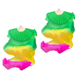 Maxbell Silk Belly Dance Fan Bamboo Long Fans Veils for Costume Accessories Carnival green yellow